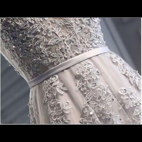 Grey Prom Wedding Bridesmaid Dress Ball Gown - Picture 4 of 6